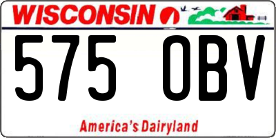 WI license plate 575OBV
