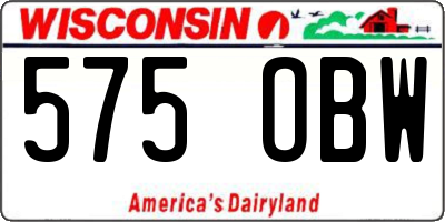 WI license plate 575OBW