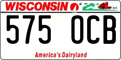 WI license plate 575OCB