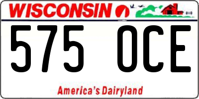 WI license plate 575OCE