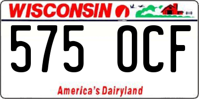 WI license plate 575OCF