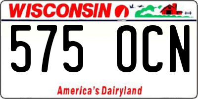 WI license plate 575OCN