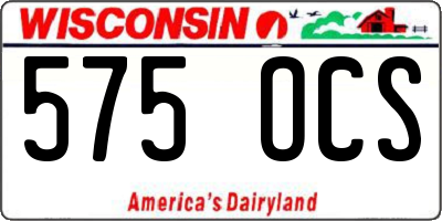 WI license plate 575OCS