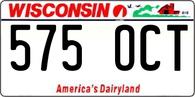 WI license plate 575OCT