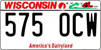WI license plate 575OCW