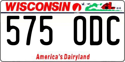 WI license plate 575ODC