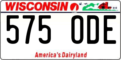 WI license plate 575ODE