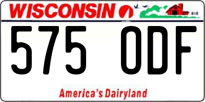 WI license plate 575ODF