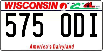 WI license plate 575ODI