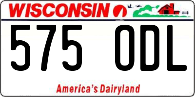 WI license plate 575ODL