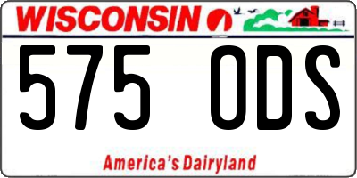 WI license plate 575ODS