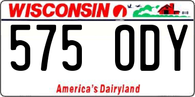 WI license plate 575ODY
