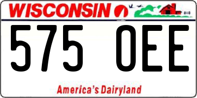 WI license plate 575OEE