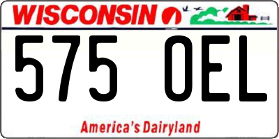 WI license plate 575OEL