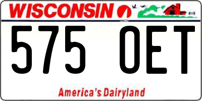 WI license plate 575OET