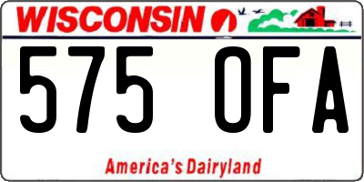 WI license plate 575OFA
