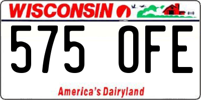 WI license plate 575OFE
