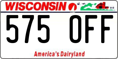 WI license plate 575OFF