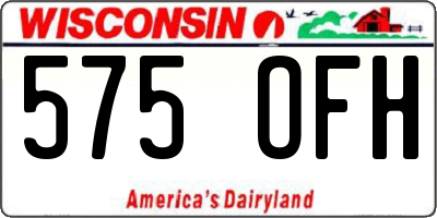 WI license plate 575OFH