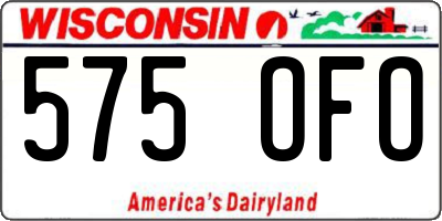 WI license plate 575OFO
