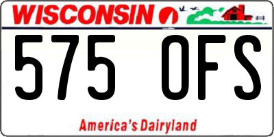 WI license plate 575OFS