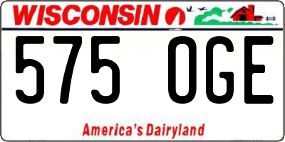 WI license plate 575OGE