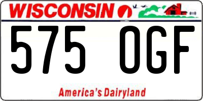 WI license plate 575OGF