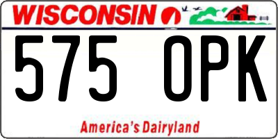 WI license plate 575OPK