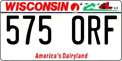 WI license plate 575ORF