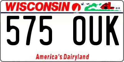 WI license plate 575OUK
