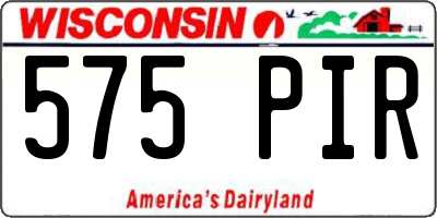 WI license plate 575PIR