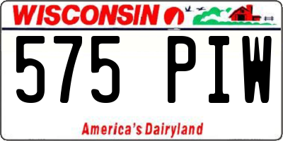 WI license plate 575PIW