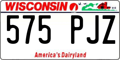 WI license plate 575PJZ