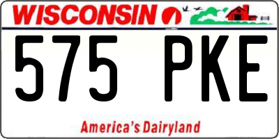WI license plate 575PKE