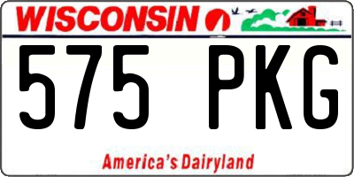 WI license plate 575PKG
