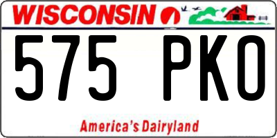 WI license plate 575PKO