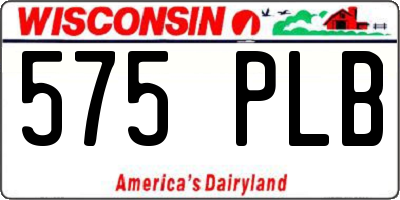 WI license plate 575PLB
