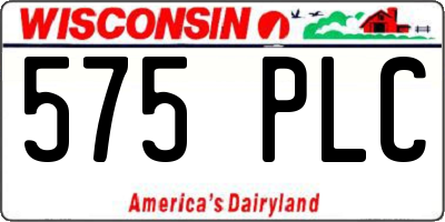 WI license plate 575PLC