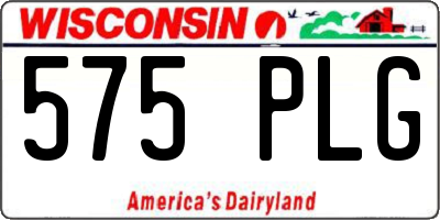 WI license plate 575PLG