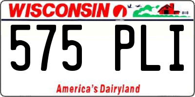 WI license plate 575PLI