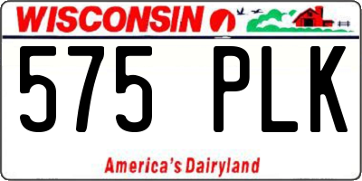 WI license plate 575PLK