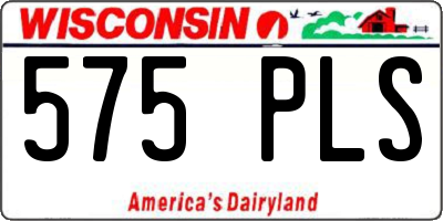 WI license plate 575PLS