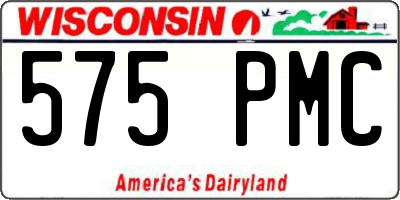 WI license plate 575PMC