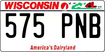 WI license plate 575PNB