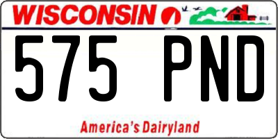 WI license plate 575PND