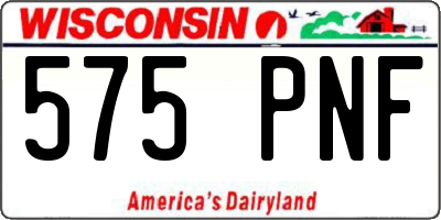 WI license plate 575PNF