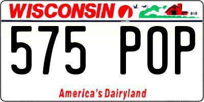 WI license plate 575POP
