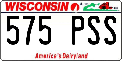 WI license plate 575PSS