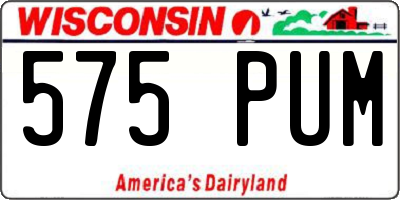 WI license plate 575PUM