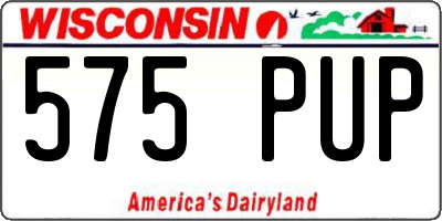 WI license plate 575PUP